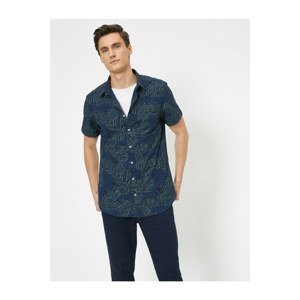 Koton Men's Navy Blue Patterned Shirt