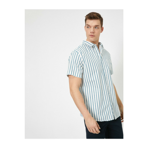 Koton Men's Blue Striped Shirt