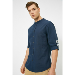 Koton Men's Navy Blue Judge Collar Shirt