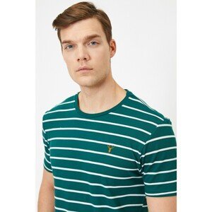 Koton Men's Green Striped T-shirt