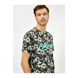 Koton Men's Black Patterned T-Shirt