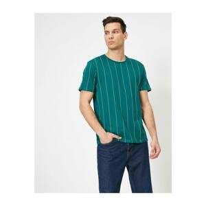 Koton Men's Green Striped T-Shirt
