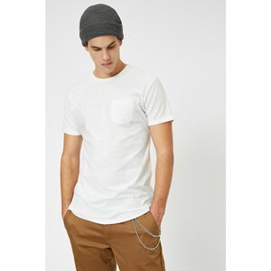 Koton Crew Neck Pocket Detail Flamed Fabric Slim Fit Basic Tshirt