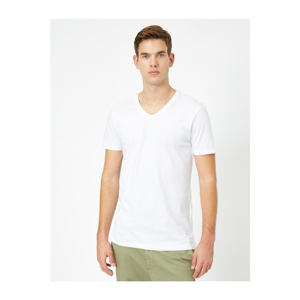 Koton V Neck 100% Cotton Slim Fit Basic T-shirt