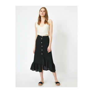 Koton Normal Waist Button Detail Midi Skirt
