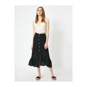 Koton Normal Waist Button Detailed Midi Skirt