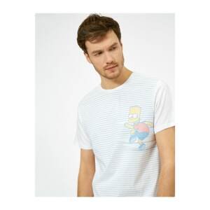 Koton Men's White Simpsons Licensed T-Shirt
