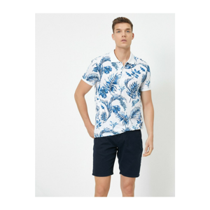Koton Polo Neck Short Sleeve Flower Patterned T-Shirt