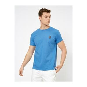 Koton Men's Blue Crew Neck T-shirt