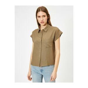 Koton Women's Brown Pocket Detailed Shirt