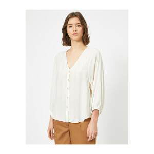 Koton Women's White Button Detailed Blouse