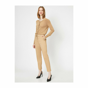 Koton Women's Cream Slim Fit Trousers