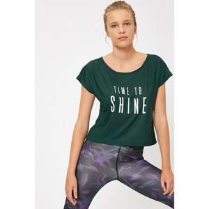 Women's Green Ebru Salli Loves Koton Sport T-Shirt