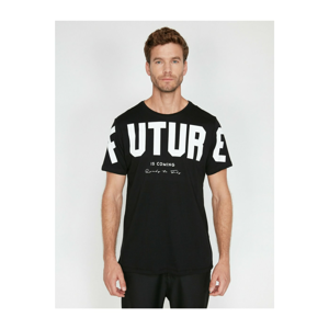 Koton Man Black Letter Printed T-Shirt