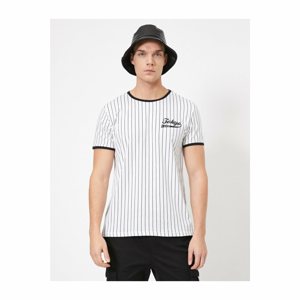 Koton Men's Black Striped Crew Neck T-shirt