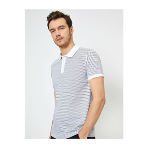 Koton Men's Gray Polo Neck Geometric Patterned Slim Fit T-Shirt