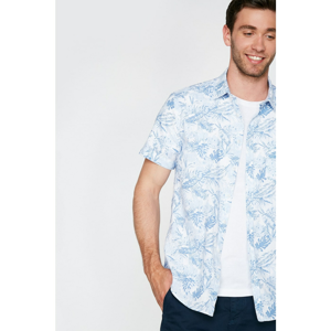 Koton Men's Blue Classic Collar Short Sleeve Shirt