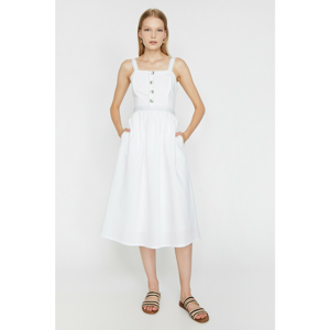 Koton Women's White Pocket Detailed Dress