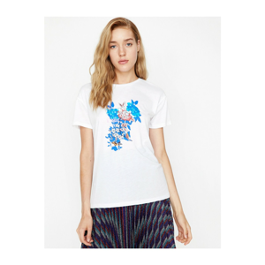 Koton Women's White Printed T-Shirt