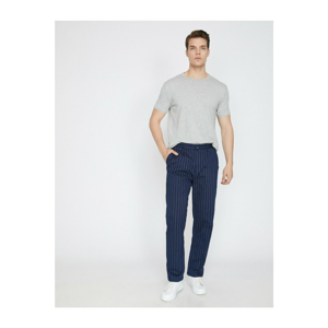 Koton Men's Navy Striped Detailed Trousers