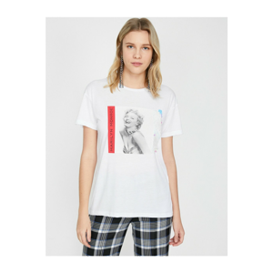 Koton Women's White Printed T-Shirt