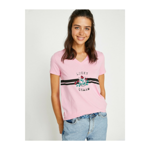 Koton Women's Pink Letter Printed T-shirt