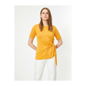 Koton Women's Mustard Binding Detail T-Shirt