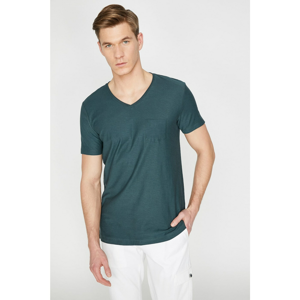 Koton Men's Gray Short Sleeve V-Neck T-Shirt