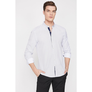Koton Men's White Classic Collar Long Sleeve Patterned Shirt