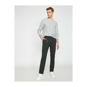 Koton Men's Gray Normal Waist Pocket Detailed Slim Fit Trousers