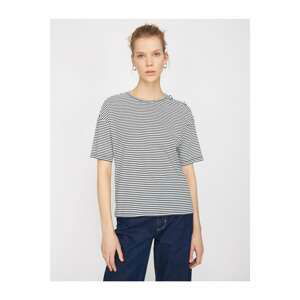 Koton Women's Navy Striped T-Shirt