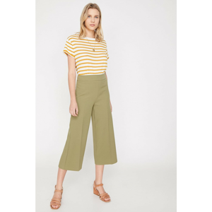 Koton Women Green Normal Waist Short Wide Cut Trousers