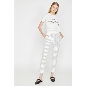 Koton Women White Striped Trousers