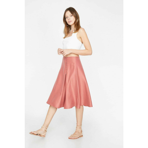 Koton Women's Pink Normal Waist Relaxed Fit Midi Skirt