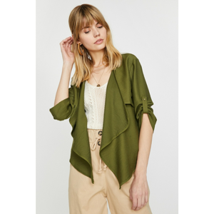 Koton Women Green Long Sleeve Shawl Collar Jacket