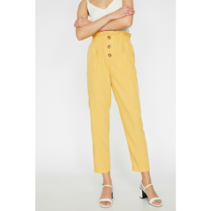 Koton Women's Yellow Button Detail Trousers