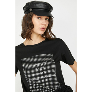 Koton Women Black Letter Printed T-Shirt