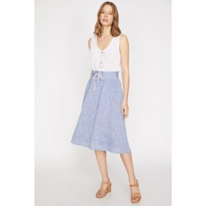 Koton Women's Blue Normal Waist Relaxed Fit Midi Skirt