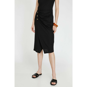 Koton Women's Black Button Detailed Skirt