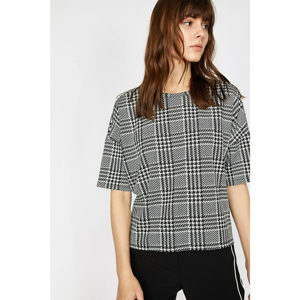 Koton Women's Black Plaid T-Shirt