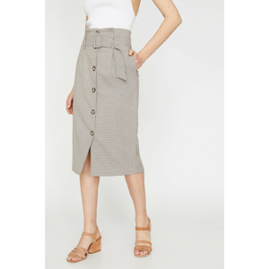 Koton Women Brown Normal Waist Belt Detailed Pocket Detailed Midi Skirt
