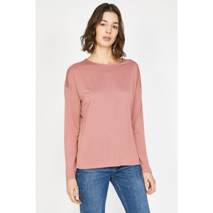 Koton Women's Pink Long Sleeve Back Detail T-Shirt