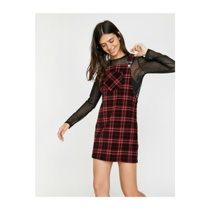 Koton Women Burgundy Checkered Dress