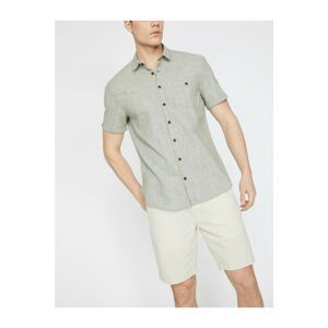 Koton Men's Green Classic Collar Short Sleeve Shirt