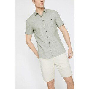 Koton Men's Green Classic Collar Short Sleeve Shirt