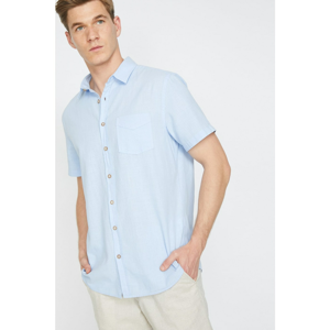 Koton Men's Blue Classic Collar Shirt