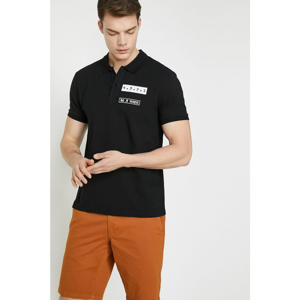 Koton Men's Black Polo Neck Short Sleeve T-Shirt
