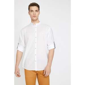 Koton Men's White Long Sleeve Turn-down Collar Shirt