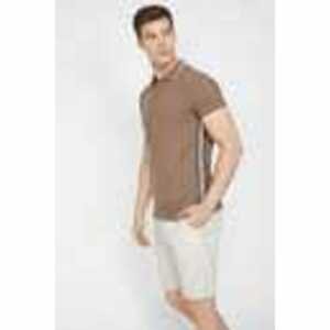 Koton Men's Brown Short Sleeved Stripe Detailed Polo Neck T-Shirt