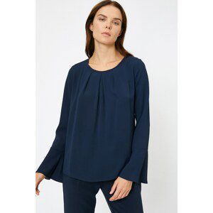 Koton Women's Navy Blue Crew Neck Long Sleeve Blouse